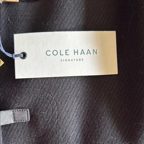 Cole Haan Black Pea Coat with Faux Fur Hood - Picture 6 of 9